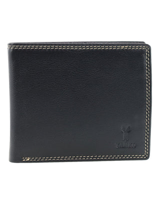 BI-Fold Wallet Black-Red / Leather 2932 BLK-RED Yanko Mens Leather Classic Bi-Fold Flap Wallet in Black-Red