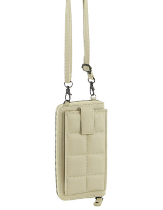 Pierre Cardin Quilted Leather Ladies Phone/Wallet Bag in Cement