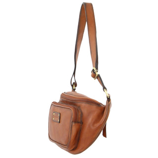 Sling Bag Cognac / Leather PC 3455 COGN Pierre Cardin Burnished Leather Sling Bag in Cognac