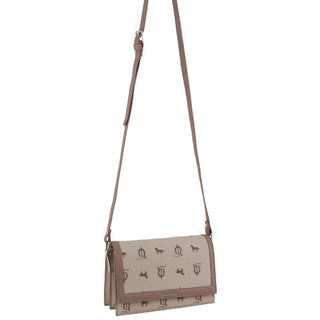 Crossbody Bag Beige / Canvas Print/Leather Trim PC 3847 BEIGE Pierre Cardin Canvas Print/Leather Trim Flap Cross Body Bag in Beige