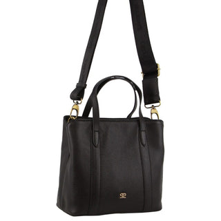 Handbag/Tote Bag Black / Leather PC 3796 BLK Pierre Cardin Ladies Leather Webbing Strap Tote Bag in Black