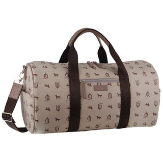 Duffle Bag Beige / Canvas Print/Leather Trim PC 3866 BEIGE/TAUPE Pierre Cardin Leather/Canvas Print Design Duffle Bag in Beige