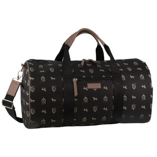 Duffle Bag Black / Canvas Print/Leather Trim PC 3866 BLACK/TAUPE Pierre Cardin Leather/Canvas Print Design Duffle Bag in Black