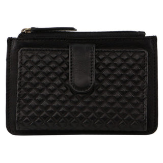 Wallets Black / Leather PC 3780 BLK Pierre Cardin leather Diamond Pattern Emboss Zip Purse Wallet in Black