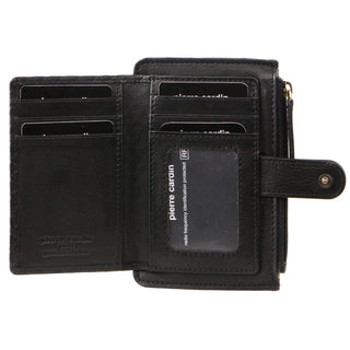 Wallets Black / Leather PC 3780 BLK Pierre Cardin leather Diamond Pattern Emboss Zip Purse Wallet in Black