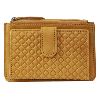 Leather Wallet Mustard / Leather PC 3780 MUST Pierre Cardin leather Diamond Pattern Emboss Zip Purse Wallet in Mustard