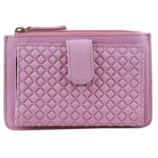 Wallets Pink / Leather PC 3780 PINK Pierre Cardin leather Diamond Pattern Emboss Zip Purse Wallet in Pink