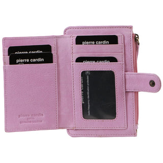 Wallets Pink / Leather PC 3780 PINK Pierre Cardin leather Diamond Pattern Emboss Zip Purse Wallet in Pink