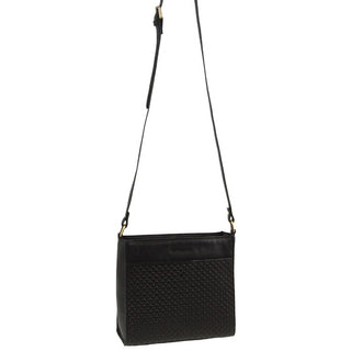 Crossbody Bag Black / Leather PC 3778 BLK Pierre Cardin Leather Diamond Pattern Embossed Cross Body Bag in Black