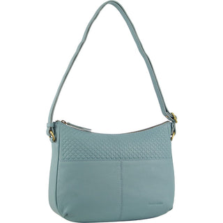 Crossbody Bag Blue / Leather PC 3777 BLUE Pierre Cardin Leather Diamond Pattern Embossed Cross Body Bag in Blue