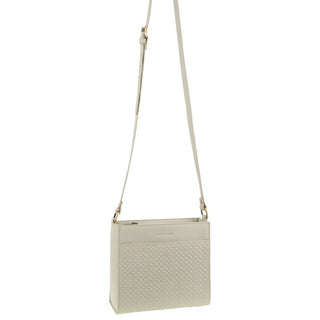 Crossbody Bag Bone / Leather PC 3778 BONE Pierre Cardin Leather Diamond Pattern Embossed Cross Body Bag in Bone