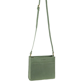 Crossbody Bag Sage / Leather PC 3778 SAGE Pierre Cardin Leather Diamond Pattern Embossed Cross Body Bag in Sage