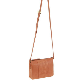 Crossbody Bag Apricot / Leather PC 3775 APT Pierre Cardin Leather Diamond Pattern Embossed Crossbody Bag in Apricot