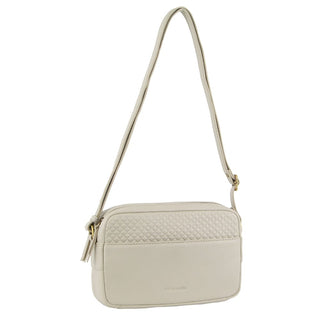 Crossbody Bag Bone / Leather PC 3774 BONE Pierre Cardin Leather Diamond Pattern Embossed Crossbody Bag in Bone