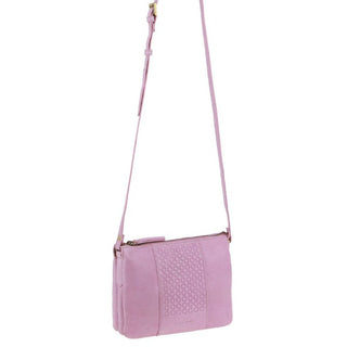 Crossbody Bag Pink / Leather PC 3775 PINK Pierre Cardin Leather Diamond Pattern Embossed Crossbody Bag in Pink