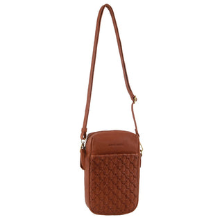 Crossbody bag Tan / Leather PC 3686 TAN Pierre Cardin Leather Embossed Phone Crossbody Bag in Tan