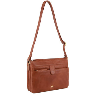 Crossbody bag Tan / Leather PC 3840 TAN Pierre Cardin Leather Layered Style Crossbody Bag in Tan