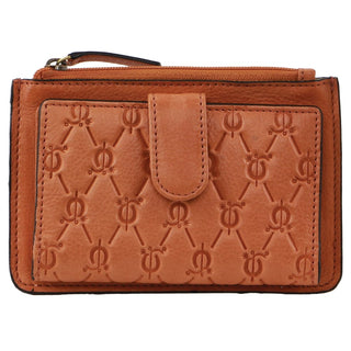 Leather Wallet Apricot / Leather PC 3795 APT Pierre Cardin Leather Pattern Embossed Pattern Zip Purse Wallet in Apricot