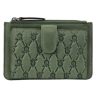 Zip Wallet Sage / Leather PC 3795 SAGE Pierre Cardin Leather Pattern Embossed Pattern Zip Purse Wallet in Sage