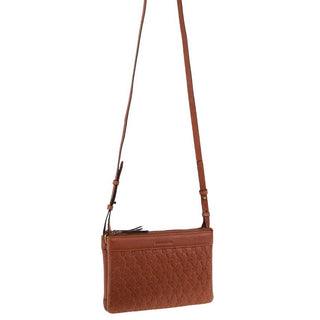 Crossbody Bag Tan / Leather PC 3793 TAN Pierre Cardin leather Pleated-Design Cross Body Bag in Tan