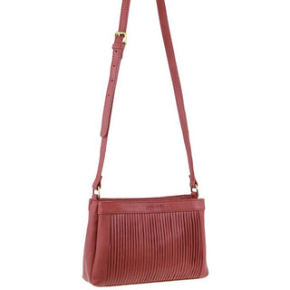 Crossbody bag Marsala / Leather PC 3663 MARSALA Pierre Cardin Leather Pleated Design Crossbody Bag in Marsala