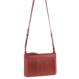 Crossbody bag Marsala / Leather PC 3664 MARSALA Pierre Cardin Leather Pleated Design Crossbody Bag in Marsala