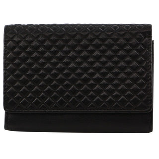 Tri-Fold Wallet Black / Leather PC3779 BLK Pierre Cardin Leather Tri-fold Diamond Pattern Emboss Ladies Wallet in Black