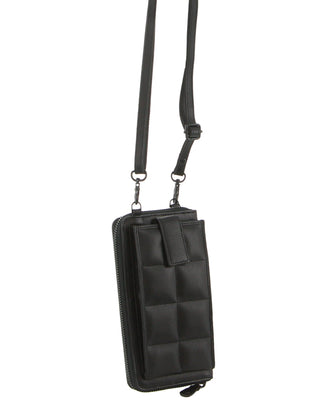 Phone Bag Black / Leather PC 3898 BLK Pierre Cardin Quilted Leather Ladies Phone/Wallet Bag in Black