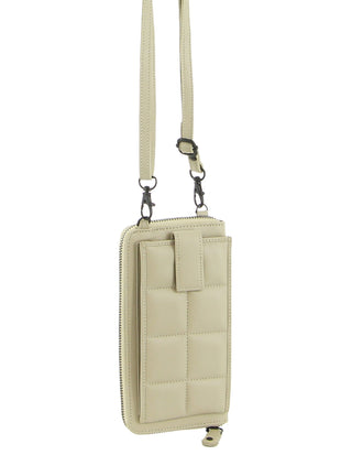 Phone Bag Cement / Leather PC 3898 CEMENT Pierre Cardin Quilted Leather Ladies Phone/Wallet Bag in Cement