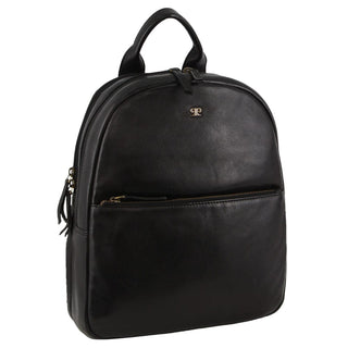 Backpack Black / Leather PC 3835 BLK Pierre Cardin Rustic Leather Business Backpack/Computer Bag in Black