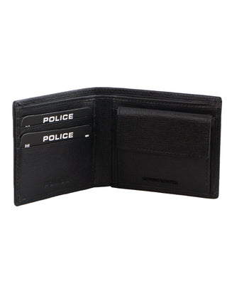 BI-Fold Wallet Black / Leather POL 04 BLK Police Leather Men's Bi-Fold Wallet in Black