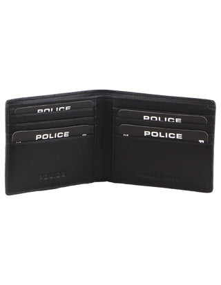 BI-Fold Wallet Black / Leather POL 05 BLK Police Leather Men's Bi-Fold Wallet in Black