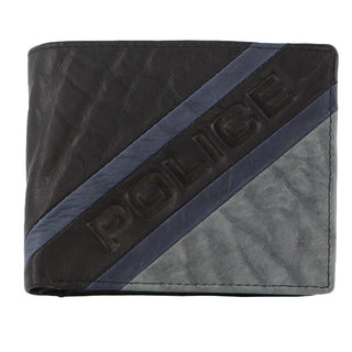 BI-Fold Wallet Black / Leather POL 12 BLK Police Leather Men's Bi-Fold Wallet in Black