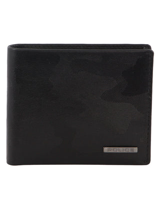 BI-Fold Wallet Black / Leather POL 02 BLK Police Leather Men's Slimline Bi-Fold Wallet in Black