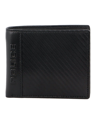 BI-Fold Wallet Black / Leather POL 10 BLK Police Leather Men's Slimline Bi-Fold Wallet in Black